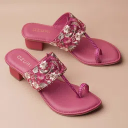 Ozuri Embellished Open Toe Block Heels-8