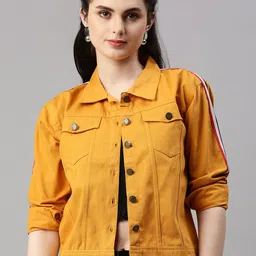 VOXATI Spread Collar Crop Denim Jacket-picture-20