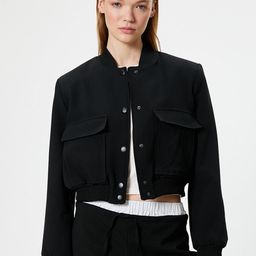 Koton Women Crop Tailored Jacket with Embroidered-image-68