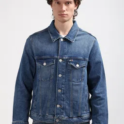 Tommy Hilfiger Men Washed Crop Denim Jacket with Embroidered-image-10