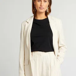 KIABI Women Striped Crop Open Front Jacket-picture-4