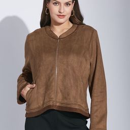 Latin Quarters Women Stand Collar Solid Casual Bomber Lightweight Jacket-picture-54