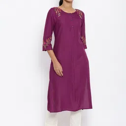 W Women Purple Embroidered Thread Work Kurta-picture-29