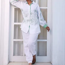 Kaftanize White Shirt Style Tunic With Embroidery-image-38