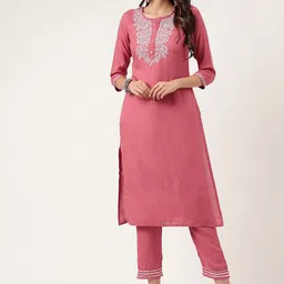 KALINI Floral Embroidered Gotta Patti Regular Kurta With Trousers-46
