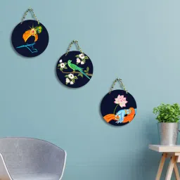 suveharts 3 Pcs Krishna Wooden Circle Set Hanging-picture-43