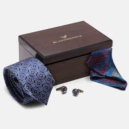 Blackberrys Geometric Printed Silk Formal Broad Tie With Cuff Links & Pocket Square image 5
