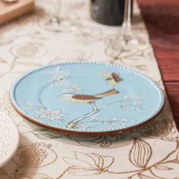 chumbak Floral Humming 8.3 Inch Blue Metal Dinner Plate-picture-1