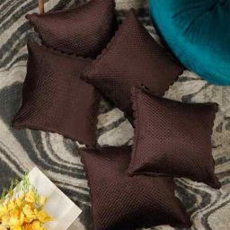 hosta homes Brown Velvet Abstract 16X16 Inches Cushion Covers (Pack of 5)-picture-9
