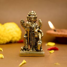 Ekhasa Gold-Toned Brass Religious Dattatreya Idol Showpiece-image-27