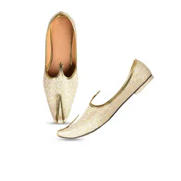 Aristitch Men Cream-Coloured Woven Design Mojaris image 1