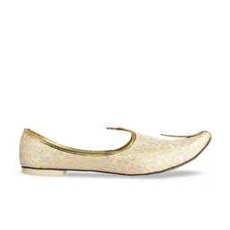 Aristitch Men Cream-Coloured Woven Design Mojaris image 2
