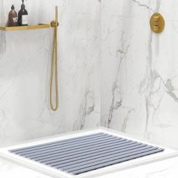 obsessions Grey Striped PVC 24x19 Inches Antiskid Shower Bath Mat-picture-19