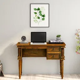 mudramark from pepperfry Ridhaan Sheesham Wood Writing Table In Scratch Resistant Provincial Teak Finish-picture-0