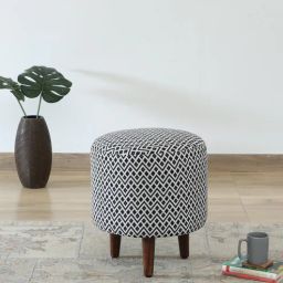woodsworth from pepperfry Colby Fabric Seating Stool In Provincial Teak Finish-picture-42