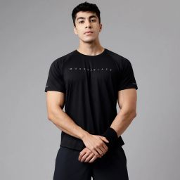 MuscleBlaze Active Tee Half Sleeve, Large Midnight Black-image-11