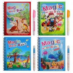 OPINA Kids Pack of 4 Drawing Magic Water Colouring Reusable Book-27