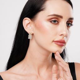 DressBerry Gold-Plated Zircon Stoned Geometric Drop Earrings image 5