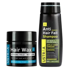 Ustraa Men Set of Apple Cider Vinegar Shampoo & Strong Hold Wet Look Hair Wax-2
