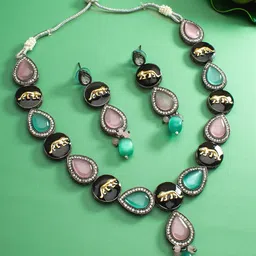 aadita Silver Kundan Stone Studded Jewellery Set-29
