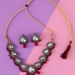 Cierra Silver-Plated Kundan Stone Studded Jewellery Set-image-22