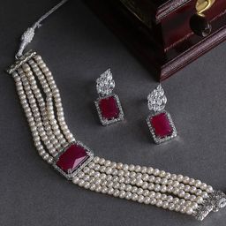 justpeachy Silver-Plated Red Choker Set-29