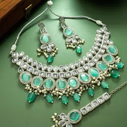 aadita Silver-Plated Stone-Studded Jewellery Set-picture-8