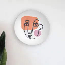 quirk india MulticolouredPeach Face Brush Stroke Decorative Ceramic Wall Plate-picture-6