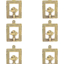 IndianShelf Gold Toned 6 Pieces Duck Textured Ceramic Wall Hooks-30