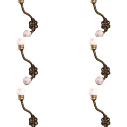IndianShelf Pink and Goldtoned 6 Pieces Ceramic Star Printed Wall Hooks-image-84