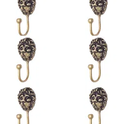 IndianShelf Bronze-Toned 6 Pieces Lion Textured Brass Wall Hooks-image-81