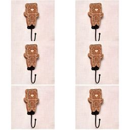 IndianShelf Brown & White 6 Pieces Wood Tiger Door Hangers Wall Hooks-18
