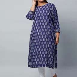 Big Hello - The Plus Life Women Embellished Keyhole Neck Gotta Patti Kaftan Kurta-picture-48