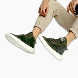yoho Men Mid Top Lightweight Memory Foam Insole Contrast Sole Sneakers-10