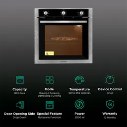 FABER FBIO 6F 80L Built-in Microwave Oven with 6 Autocook Menus (Black) image 3