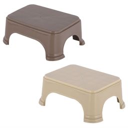 Kuber Industries 2-Pcs Beige & Brown Strong Durable Bathroom Stools-17