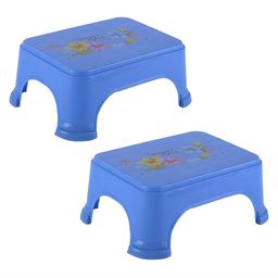 Kuber Industries 2-Pcs Blue & Pink Printed Strong Durable Bathroom Stools-15