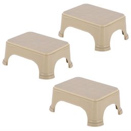 Kuber Industries 3-Pcs Beige Strong Durable Bathroom Stools-21