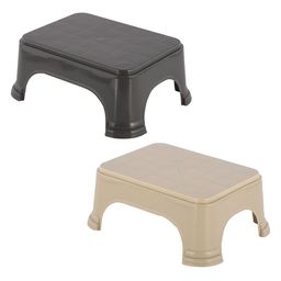 Kuber Industries 2-Pcs Beige & Grey Strong & Durable Bathroom Stools-75