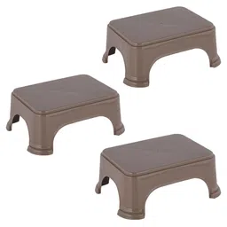 Kuber Industries 3-Pcs Brown Strong & Durable Bathroom Stools-22