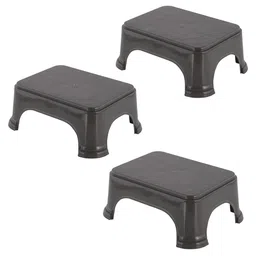 Kuber Industries 3-Pcs Grey Strong Durable Bathroom Stools-15