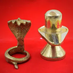 PujaNPujari Gold Toned Shiva Lingam With Sheshnag Murti-image-53