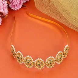 UNIVERSITY TRENDZ Gold-Plated Stones-Studded Sheeshphool Headband image 2