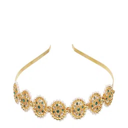 UNIVERSITY TRENDZ Gold-Plated Stones-Studded Sheeshphool Headband image 3