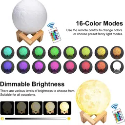XERGY White 3D Moon Lamp Remote & Touch Control image 3