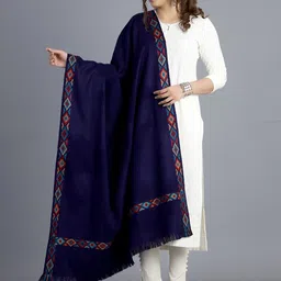 HANDICRAFT PALACE Women Blue Woven-Design Shawl-image-112