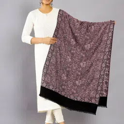 HANDICRAFT PALACE Floral Woven Design Woollen Shawl-34
