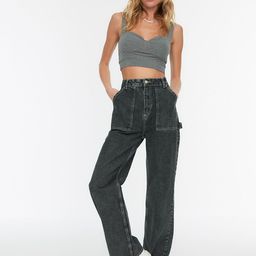 Trendyol Women Charcoal Wide Leg High-Rise Jeans-image-8
