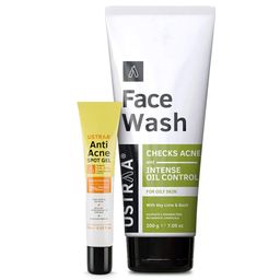 Ustraa Anti Acne Kit - Anti Acne Spot Gel & Oily Skin Face Wash Combo,  2 Piece(s)/Pack  Acne Control -12