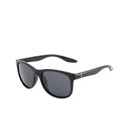 Clark N Palmer Unisex Black Lens & Black Square Sunglasses with Polarised and UV Protected Lens-50